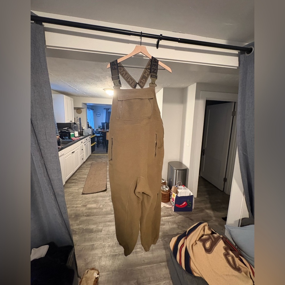 Forest Green Fleece Overalls with Logo Straps